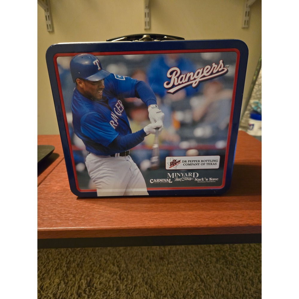 Vintage Texas Rangers Juan Gonzalez #19 Metal Lunch Box Dr Pepper Promo Tin